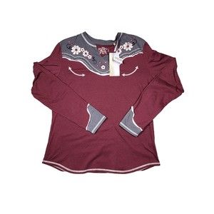 Panhandle womens retro jersey XL long sleeve maroon purple cowgirl ranch shirt